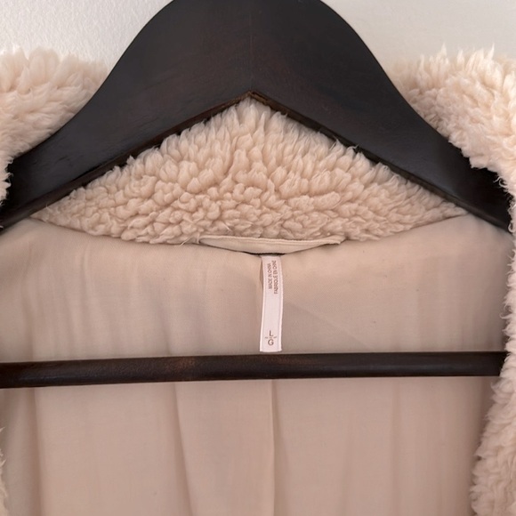 FREE PEOPLE Notched Teddy Peacoat Sherpa Cream Jacket - Picture 9 of 10